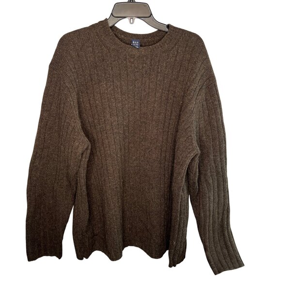 Vintage Gap Men's 100% Lambswool Sweater Ribbed Size XL Crewneck Boxy Chunky - Picture 1 of 12